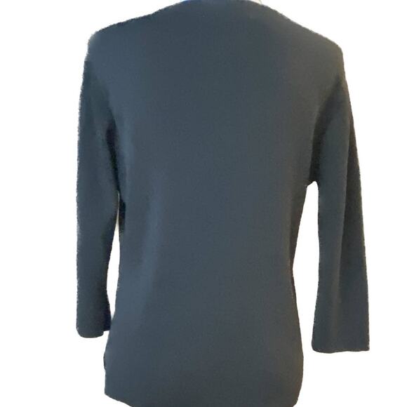 Joseph A Silver Sequins Embellished Sweater V-Neck 3/4 Sleeve Black Women L - Picture 4 of 6